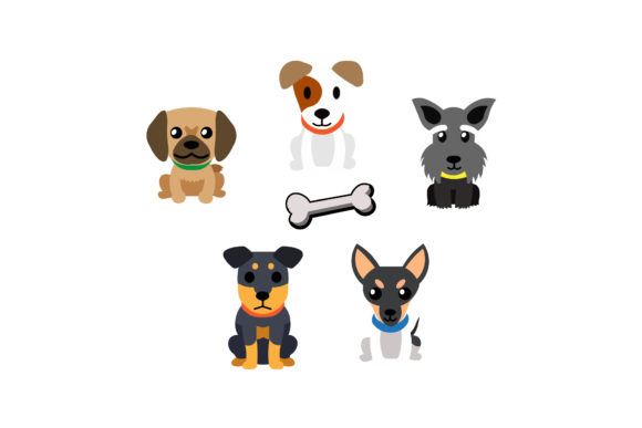 Animals Dogs Cute Illustrations Set: Your Go-To for Playful Design Assets