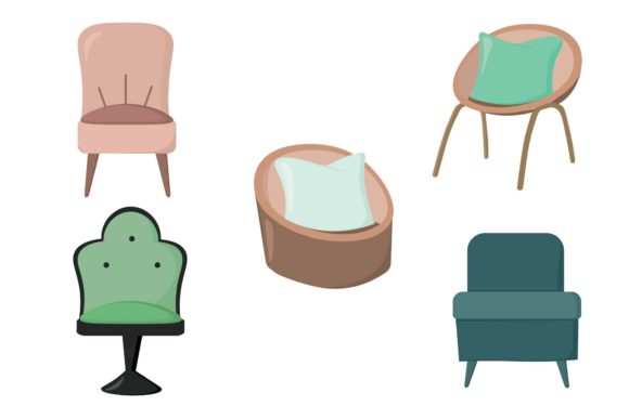 Armless Patio Chair Illustrations Set for Modern Design