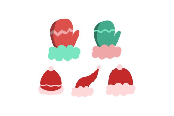 Christmas Hats Gloves Illustrations Set: Festive Design Assets