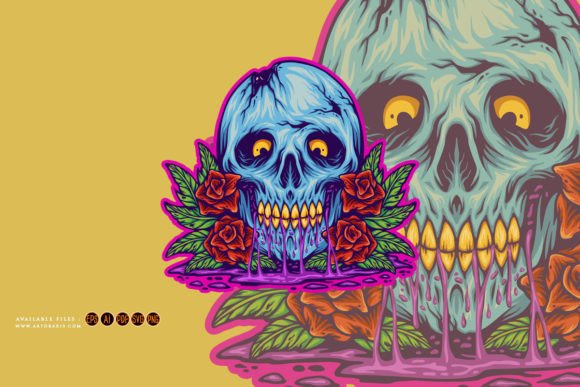Skull Head Floral Rose Illustrations: Beyond the Macabre
